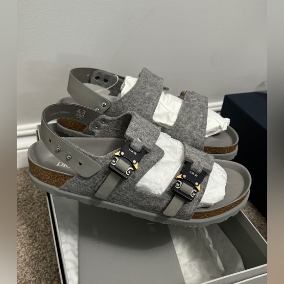 Dior Birkenstock Milano Grey Gray Sandals Shoes NWT and Box Size 43 - Picture 2 of 12